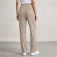thumbnail image 5 of Lumosvexa Women's Drawstring Pants, Side Pockets Elastic Waist Straight Leg Fall Active Casual Pants Brown M, 5 of 8