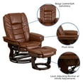 thumbnail image 6 of BizChair Contemporary Multi-Position Recliner with Horizontal Stitching and Ottoman with Swivel Mahogany Wood Base in Brown Vintage Leather, 6 of 12