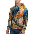 thumbnail image 3 of Wukai Bluebird Blossom Elegance Print Men Hoodies Fleece Sweatshirts Long Sleeve Sweaters Pullover Fall Outfits Winter Clothes-Medium, 3 of 7