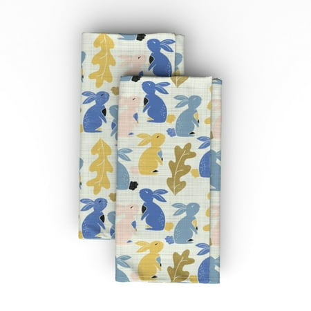 

Cotton Sateen Dinner Napkins (Set of 2) - Spring Bunny Rabbit Nursery Baby Animals Easter Rabbits Yellow Blue Woodland Boy Print Cloth Dinner Napkins by Spoonflower