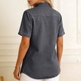 thumbnail image 4 of Denim Shirt Women Trendy Button Down V Neck Jean Tops 3/4 Sleeves Lightweight Soft Shirts Smart Casual Blouses Cowboy Western Tops Office Work Irregular Hem Tunic Tops, 4 of 6