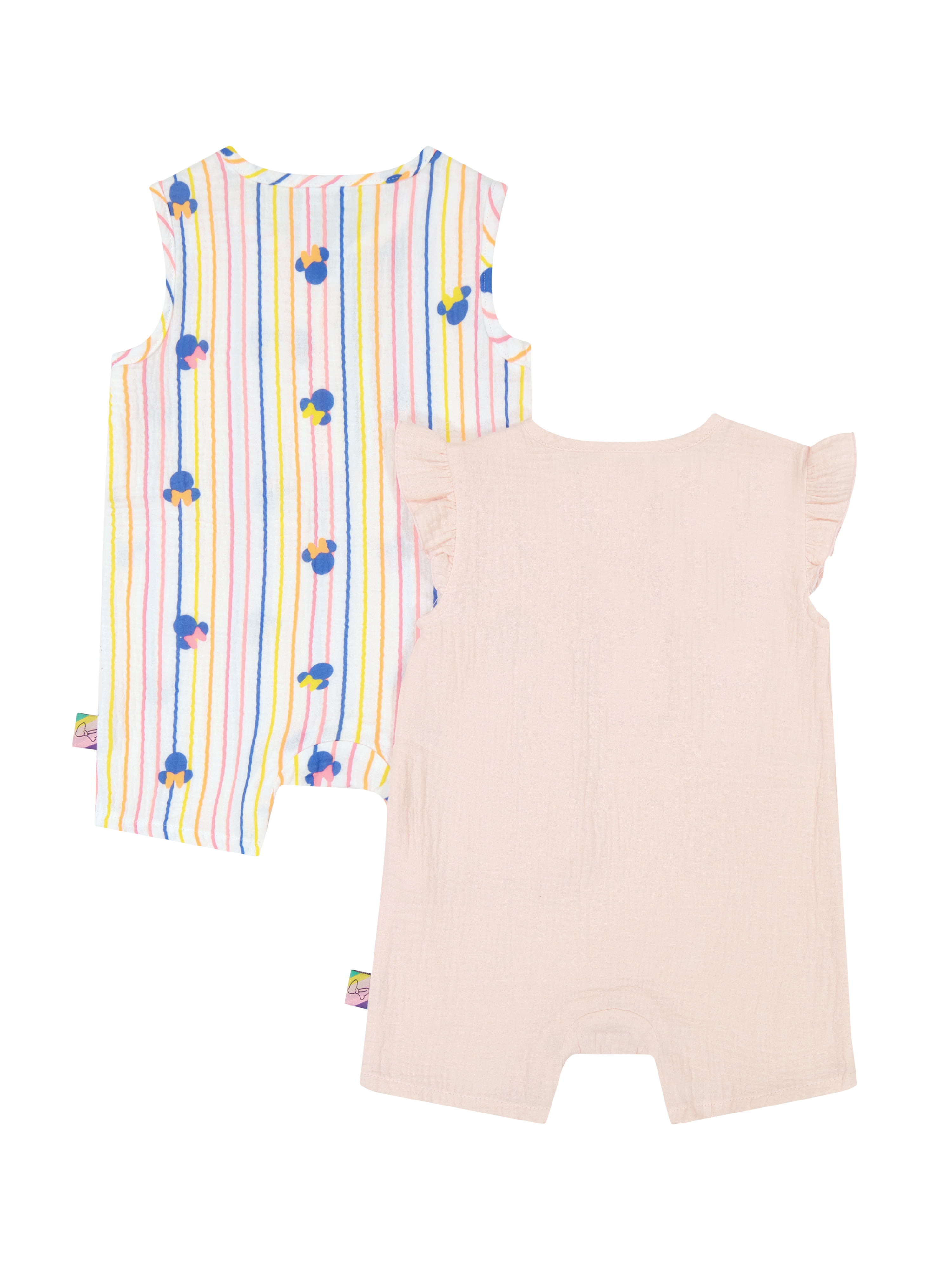 Minnie Mouse Baby Girl 2 Pack Rompers, Sizes 0/3 Months-24 Months