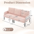 thumbnail image 4 of Leumius Oversized Loveseat, Modern & Plush Double-seater Sofa, Corduroy Upholstered Couch, Cozy Bedroom Sofa with Metal Legs & Side Pockets for Living Room Bedroom Dorm Apartment Pink, 4 of 8