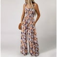 thumbnail image 6 of WREESH Womens Jumpsuits Fashion Elastic Waist Loose Printing Sleeveless Pockets Wide Leg Long Pant Jumpsuit Pink, 6 of 6