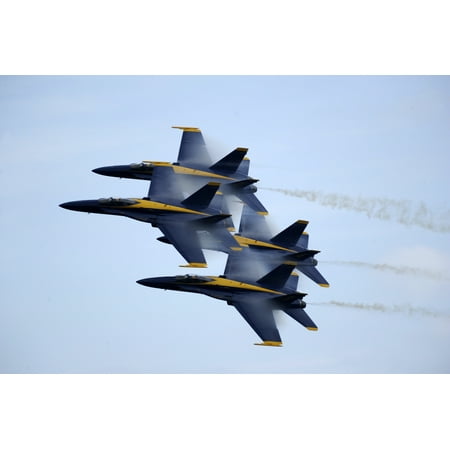 Blue Fabric Poster (LAMINATED POSTER The U.S. Navy flight demonstration squadron, the Blue Angels, perform a Diamond 360 at the Rhode Isl Poster Print 24 x)
