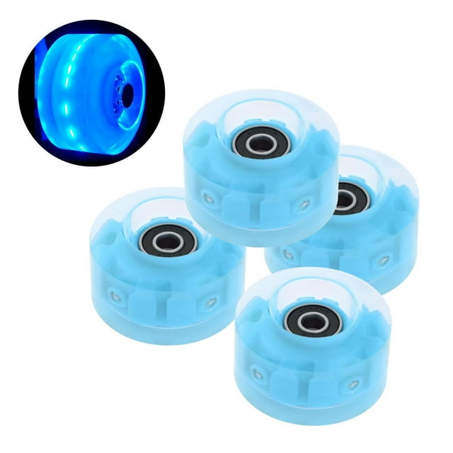 4 Pcs Roues Lumineuses pour Patins à Roulettes avec Roulements Lumineux, Patinage à Double Rangée et Bleu