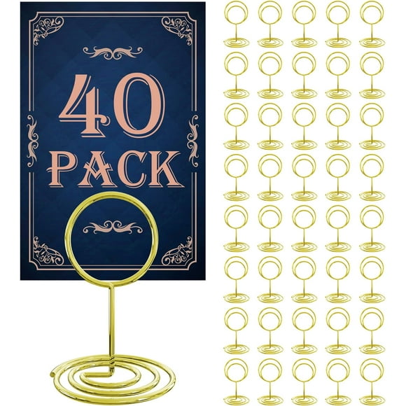 PinesC 40PCS Table Number Holders Place Card Holders, Photo Holders for Centerpieces, Display Holders for Wedding Table Numbers, Sign Holders for Party, Birthday, Table Layout Accessory (Gold) Gold