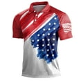 thumbnail image 3 of TOWED22 Men's American Flag Polo Shirt USA Flag T-Shirt Shirts Patriotic 4th of July Tees button up Top Golf Tee(Blue,L), 3 of 4