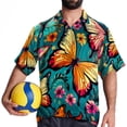thumbnail image 4 of Flower Butterfly Men's Short Sleeve Beach Shirts, Casual Printed Poplin Button Down, Unisex Summer Hawaiian Shirt, 4 of 6