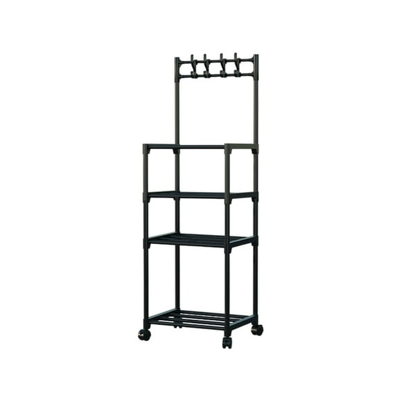 Multi-Layer Kitchen Storage Shelf, Floor Organizer Rack with Casters, 4-Tier Household Shelving for Pots and Bathroom, Easy Move and Clean Design