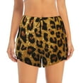 thumbnail image 2 of Daiia Golden Leopard Glitter Pattern Women's 2 in 1 Running Shorts - Lightweight Athletic Workout Gym Yoga Shorts Liner with Phone Pockets-Large, 2 of 7