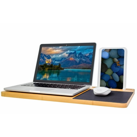 Bookaholic Lap Desk Double Sided Enhanced Organic Bamboo Lap Tray