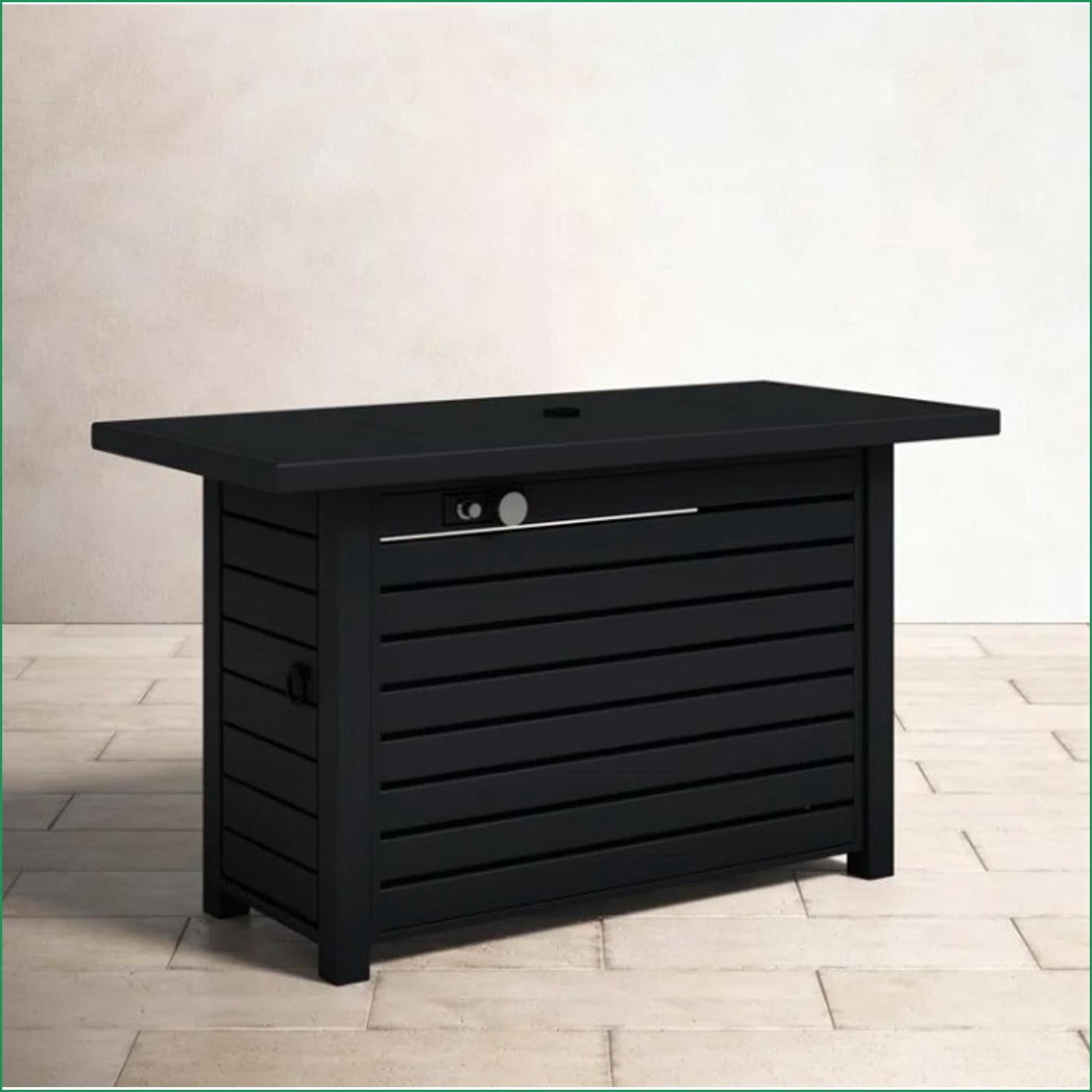 Outdoor Stoves | fogata exterior | 50000 BTU Steel Rectangle Fire Pit Table for Backyard Patio | Black