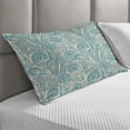 thumbnail image 2 of Teal and White Quilted Pillowcover, White Lace Style Pattern Feminine Fashion Romantic Composition Print, Standard King Size Accent Pillow Cover for Bedroom, 36" x 20", Turquoise White, by Ambesonne, 2 of 2