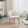 thumbnail image 2 of Guyou Solid Wooden Toddler Chair Ages 1-6, Kids Preschool Arm Chair with Flower Back, Upholstered Kid Reading Chair, Sherpa Kids Desk Chair for Playroom Kindergarten Preschool Bedroom, White, 2 of 10