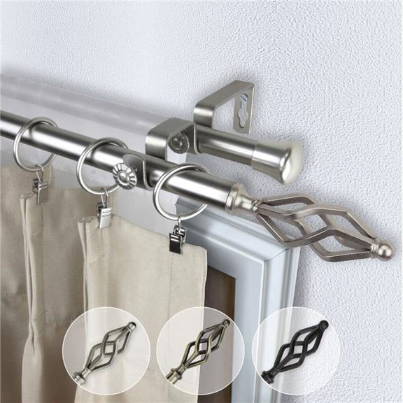 Central Design 4741-995 0.812 in. Dia. Vinci Double Curtain Rod, Satin Nickel - 120-170 in.
