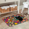 thumbnail image 2 of Spxubz Non Slip Flannel Polyester Floor Mat With Black Cat And Colorful Flowers Design For Bathroom Kitchen Bedroom Decoration 31.5x19.7 inch, 2 of 5