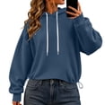 thumbnail image 2 of Crop Hoodies for Women - Loose Pullover Hooded Sweatshirt - Long Sleeve Drawstring Fashion Loungewear Tops, 2 of 6