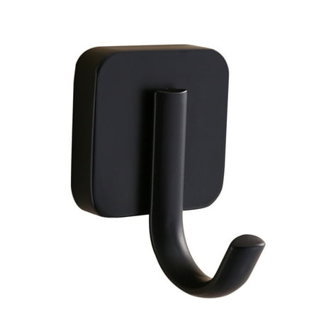 landege Bathroom Lavatory Towel Hanger Wall Mounted Single Clothes Hook Non-adhesive Square Hook Cloakroom Organizer (Black)