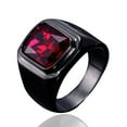 thumbnail image 4 of Bague Chevalière Homme en Acier Inoxydable 316L avec Cristal Noir Rouge Pierre Classique Bagues Homme Cadeau Bijou Or Rouge 8, 4 of 5