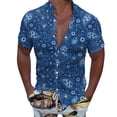 thumbnail image 1 of Camisas Tipo Para Hombre Hombres Casual Manga corta Primavera Verano Turndown Neck 3D Impreso Camisas Moda Top Blusa Camisas (Blue, S), 1 of 4