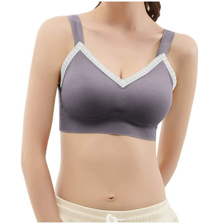 Bralettes for Women with Support Seamless Bra Feature V-Neck Demi & Balconette Bra Style W-1938 Front Closure Closure Ladies Bras Purple M