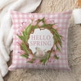 thumbnail image 4 of Hello Spring Pillow Cover 18 x 18 Inch - Pink Tulip Floral Wreath Design, Decorative Spring Season Cushion Case for Home Decor, 4 of 6