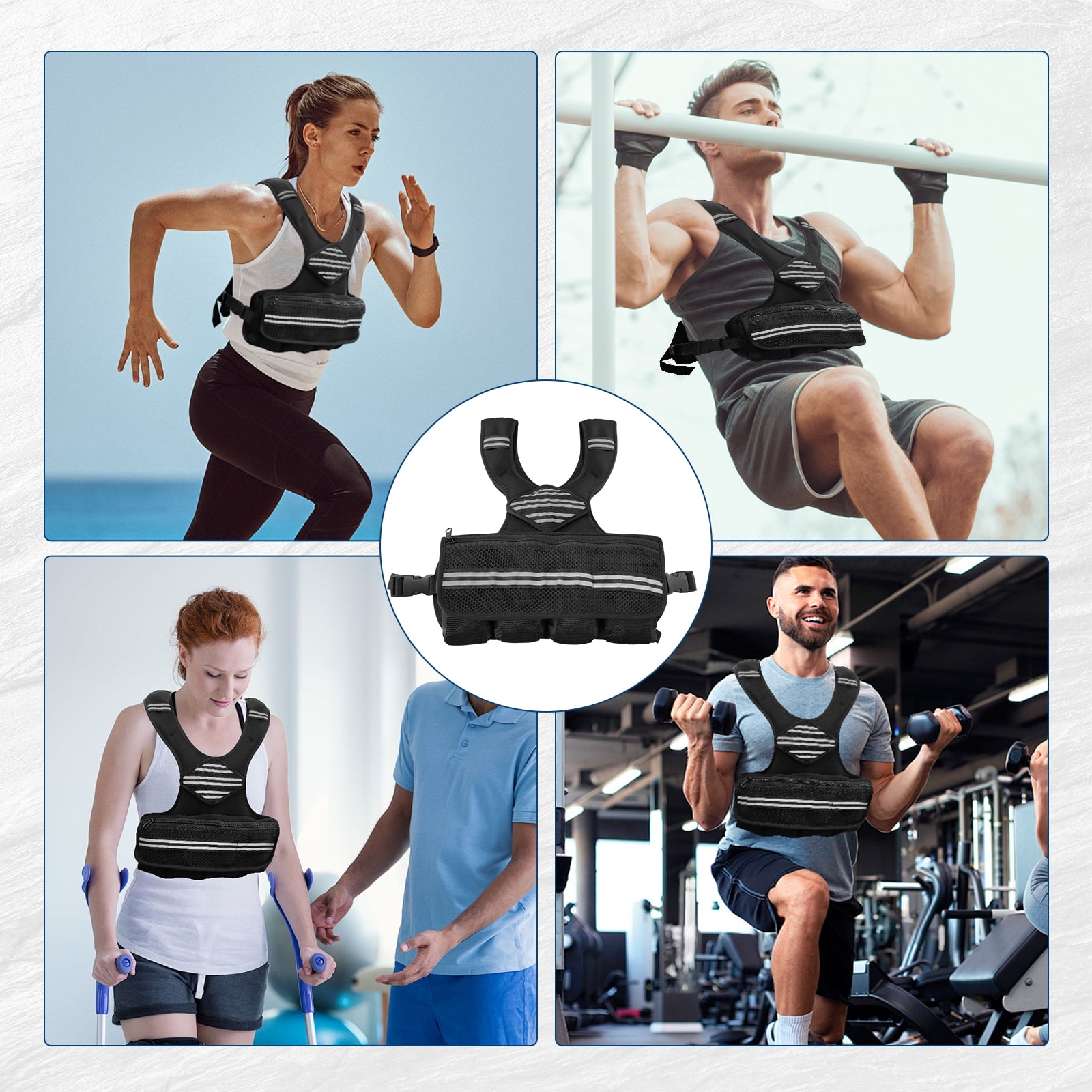 Roromall Adjustable Weight Vest, Men & Women Neoprene Workout Vest for Running, Walking, Gym Training – Reflective Strips & Pockets for Phone/Key