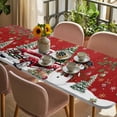thumbnail image 3 of Red Christmas Table Cloths for 8 Foot Rectangle Tables, Snowman Truck Xmas Tree Ball Snowflake Winter Patio Waterproof Elastic Fitted Tablecloths, Washable Rectangular Table Cover for Camping, 3 of 8