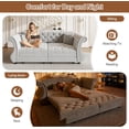 thumbnail image 4 of 83.8'' Sleeper Sofa Bed Queen, Convertible Pull Out Couch, Chesterfield Futon Sofa Bed with Flower-Tuffed Back, Velvet Daybed, 2 Pillows, Loveseat Couches for Living Room, Bedroom, Light Gray, 4 of 11
