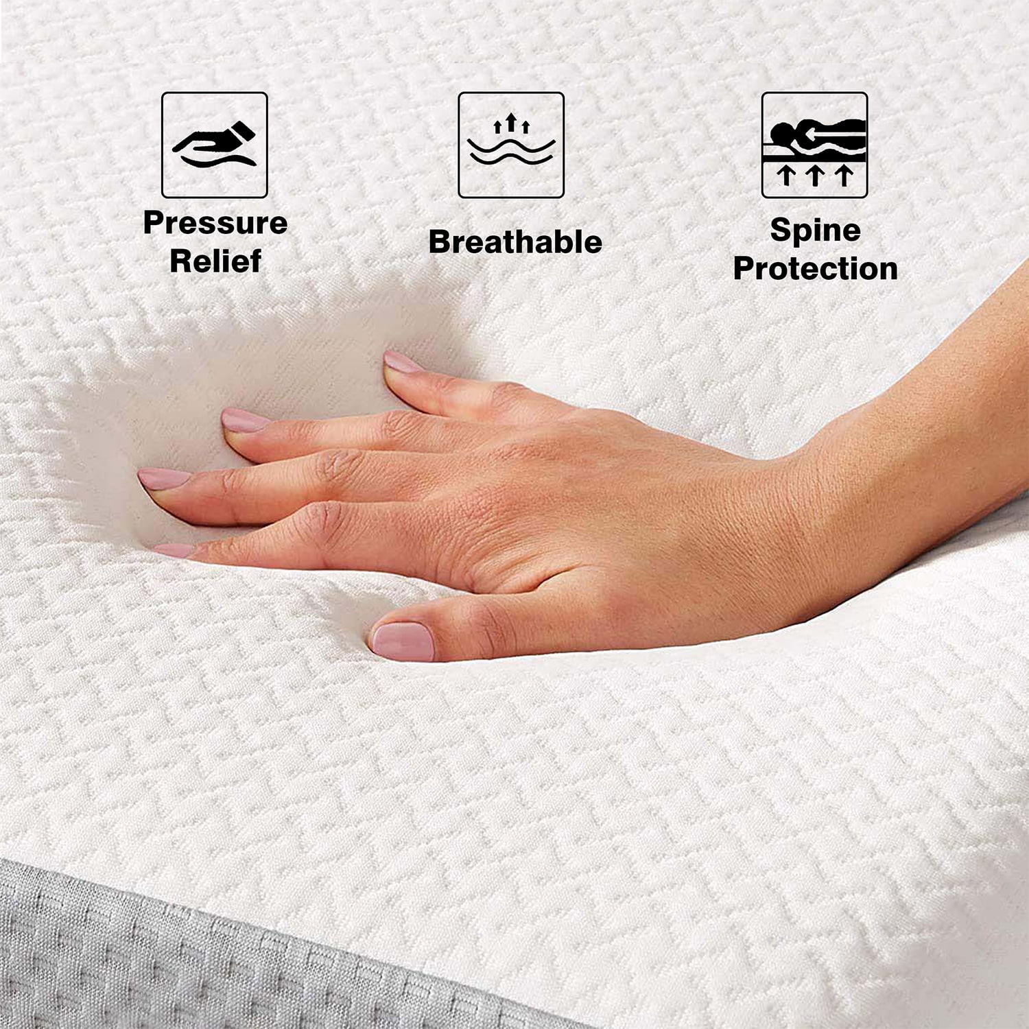 Bastch Memory Foam Mattress, 8 Inch Twin Size Medium Firm Memory Foam Mattress in a Box, Strong Edge Support, Pressure Relief & Motion Isolation