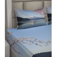 thumbnail image 2 of Ambesonne Mountain Fitted & Top Sheet Set with Shams, Japan Mountain and Sakura, Multicolor, 2 of 4