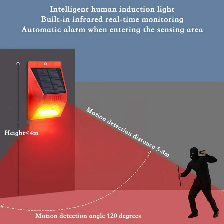 Solar Strobe Light with Remote Controller Motion Detector Outdoor Alarm Light 129db Sound Security Siren Light IP65 Waterproof Protected for Your