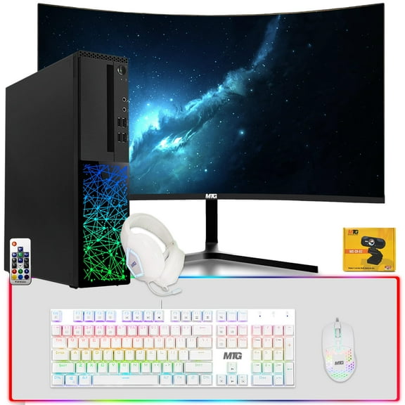 Restored TechMagnet Gaming Desktop PC,Intel i5 6th Gen,Galaxy 6,16GB RAM,240GB SSD | 2TB HDD,MTG New 24 Inch Curved Monitor,RX 550,4 in 1 Gaming Kit,Webcam,Windows 11 Pro
