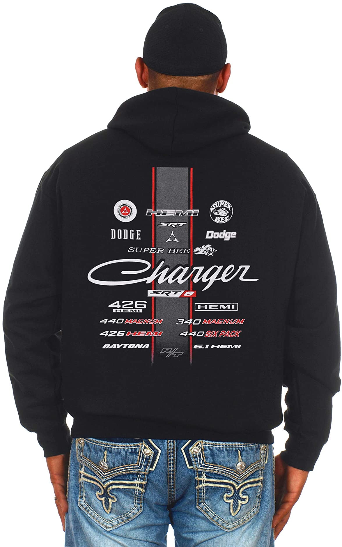 JH Design Men's Dodge Charger 2-Sided Pullover Hoodie Collage
