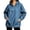 Blue, variant on Women's Half Zip Denim Hoodie Pullover Jackets Jean Tops Oversized Long Sleeve Hooded Shirts with Front Pocket Casual Fall Outerwear