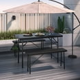 thumbnail image 3 of VECELO 3-Piece Folding Table Set wtih 2 Benches, Indoor Outdoor 4ft Plastic Utility Foldable Table with Hanging Bag, Easy to Assemble, Black, 3 of 10
