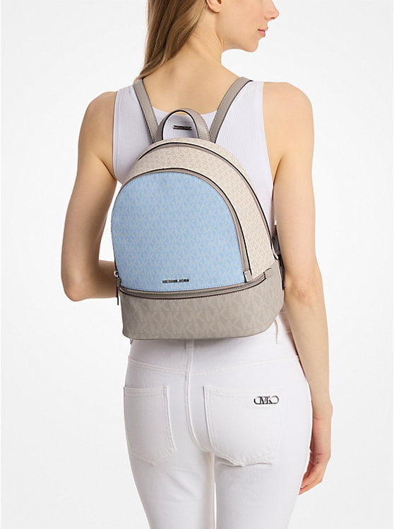Michael Kors Medium Embellished Backpack Light Sky Michael Kors Rhea Medium Color-Block Signature Logo Backpack  main image 4