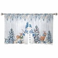 thumbnail image 2 of Blue Christmas Semi Sheer Curtains 54 Inch Length 2 Panels Set,Snowman Elk Eucalyptus Xmas Tree Poinsettia Sheer Kitchen Curtain Voile Window Curtain for Living Room Bedroom Rod Pocket Drapes, 2 of 7