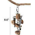 thumbnail image 7 of Large Parrot Toys for Macaws, Stainless Steel & Wild Pear Wood Chewable African Grey Toys- Natural Beak Grinding & Stress Relief for Cockatoo, Conure, Budgie (Nature Color), 7 of 7