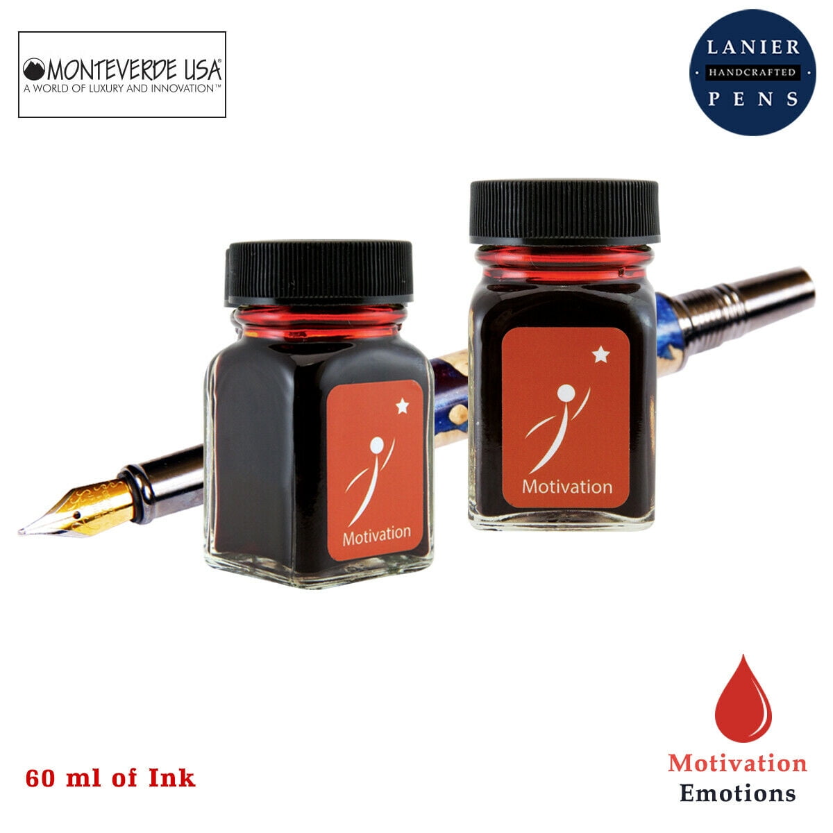 Monteverde 60ml Emotions Fountain Pen Ink Bottle (30ml Motivation Orange G309MR Ink Bottle - Pack of 2)