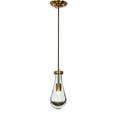 thumbnail image 2 of Single 5.13" Wide Cord Hung Farmhouse Antique Gold Glass Pendant Rustic Kitchen Hanging Lamp With Clear Teardrop Shade, 2 of 6