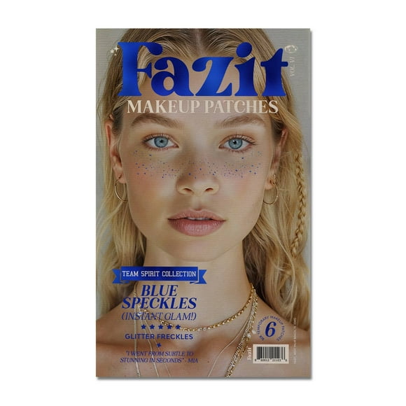 Fazit Blue Makeup Patches - Blue Freckles Temporary Tattoo - Waterproof Blue Speckles - Temporary Face Blue Freckles For Women - 6 count