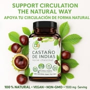 Castaño De Indias (Horse Chestnut Capsules) – 1500 mg per Serving, 90 Veggie Caps, 100% Natural, Premium Dietary Supplement, Made in USA – Supports Circulatory & Vein Health