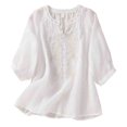 thumbnail image 1 of Birdeem Chemise Ample à Col en V Imprimée pour Femmes avec Manches Trois Quarts, 1 of 12