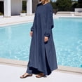 thumbnail image 2 of Women'S 2-Piece Modest Maxi Set: Oversized Tunic & Wide-Leg Pants With Hidden Adjustable Belt & Gold Buttons - Casual Daily Wear, 2 of 4