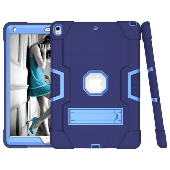 iPad Air 3 Case 10.5" (2019), iPad Pro 10.5" Case, Allytech Three Layers Shockproof Kickstand Heavy Protection Bumper Defender Anti-Scratch Back Cover for Apple iPad Air 3/ Pro 10.5", Darkblue/Blue