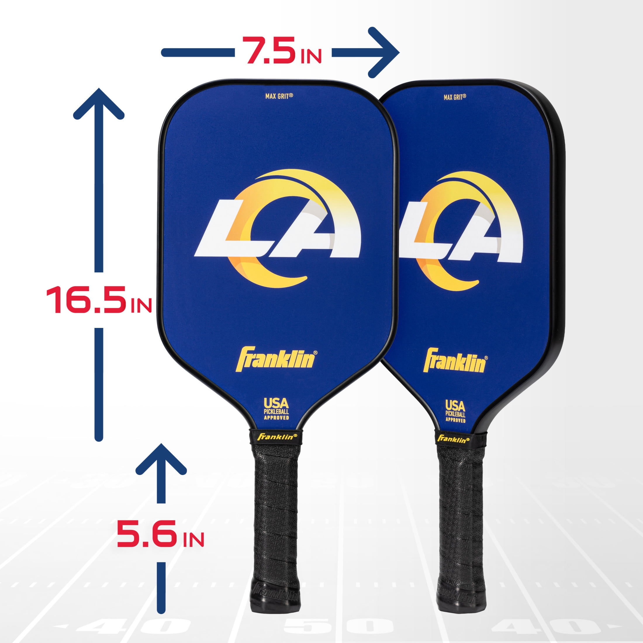 Franklin Sports NFL LA Rams Pickleball Paddle - Official NFL Team Pickleball Paddles - USAP (USAPA) Approved Premium Quality Pickleball Paddles - Authentic Team Logos + Colors