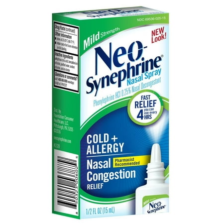 Neo Synephrine Mild Strength Cold & Sinus Nasal Decongestant Spray, 0.5 Fl. Oz.