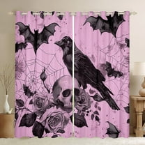 Manfei Cartoon Gothic Crow Curtains Pack of 2 (42x84 Each), Romantic Halloween Curtains Blackout, Teens Kids Child Bedroom Curtains, Living Room Curtains Decor
